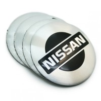 Наклейки на ступичные колпачки «Nissan» Ø56 (серебристые)